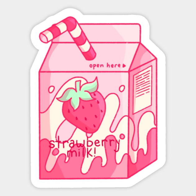 Strawberry Milk Sticker by novembersgirl